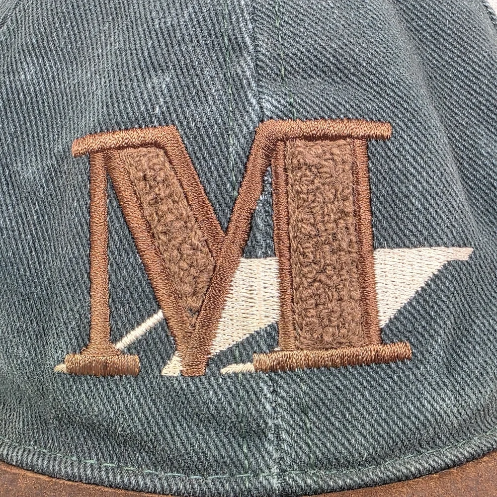 Goofy’s Hat Co. Vintage Strapback “M” Logo Hat – USA Made – Green & Brown